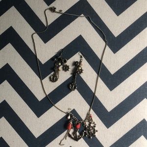 Forever 21 anchor charm necklace & earring bundle